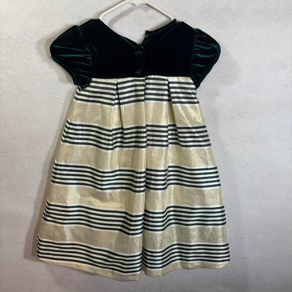 Bonnie Jean Girls Size 6X Green Gold Sparkly Dress Christmas Holiday Velvet - Picture 2 of 4
